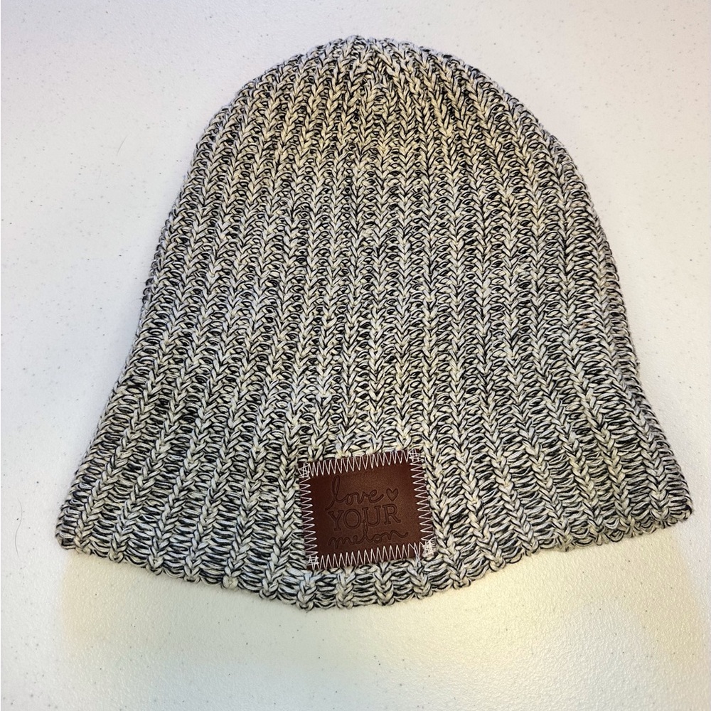 Love Your Melon Gray and Black Knit Beanie